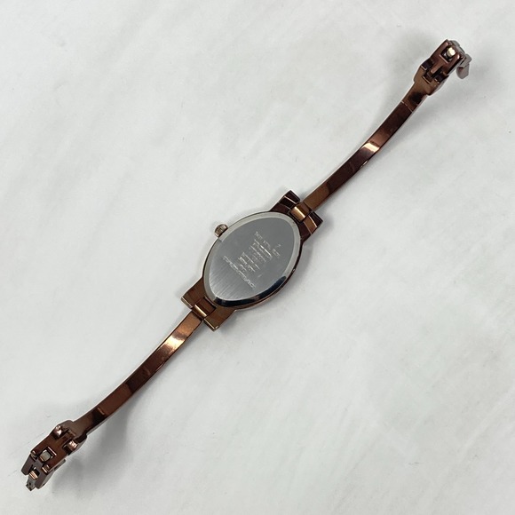 Valletta Watch Women Brown Metallic Orange Crystals Autumn Oval New Battery 6.5" - Picture 14 of 16